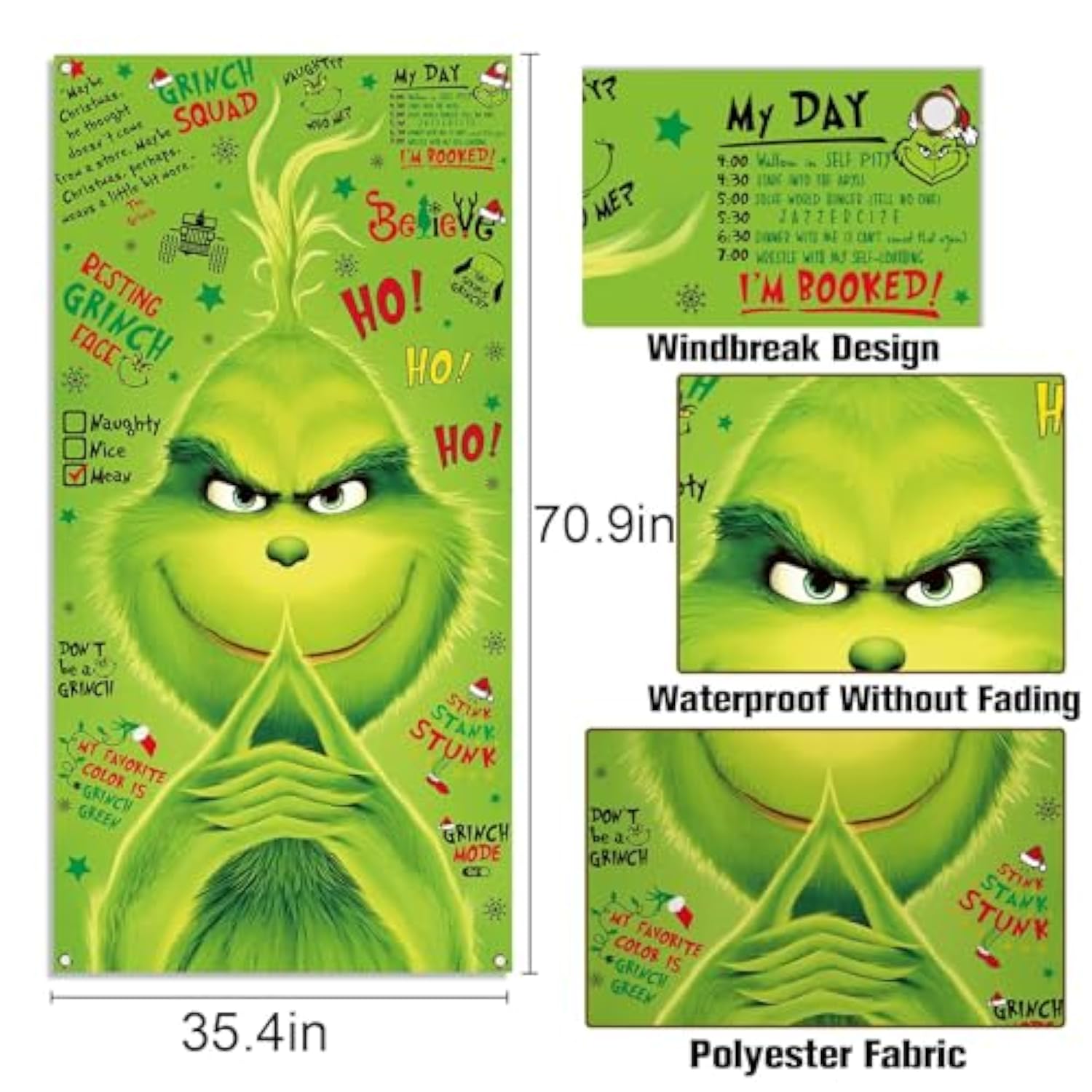 Merry Christmas Door Cover Green Christmas Decoration Winter Birthday Party Decor Front Door Banner