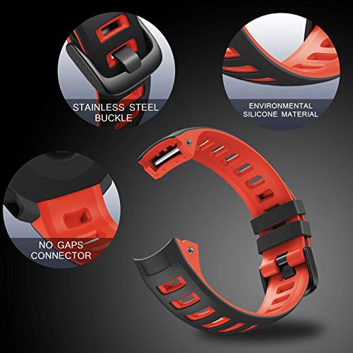 for Garmin Instinct Band Silicone Replacement Watch Band Compatible with Garmin Instinct 2/ Solar/Tactical(black-red)