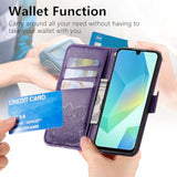 For Samsung Galaxy A36 5G Wallet Case With Card Holder, [Butterfly & Flower Embossed] Pu Leather Kickstand For Women And Men Shockproof Case For Samsung A36 5G (Purple)