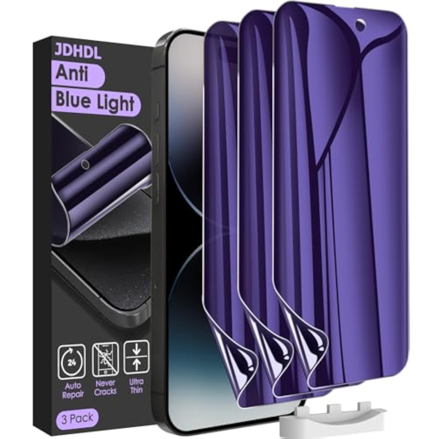 [3 Pack For Iphone 15 Pro Privacy Screen Protector (Not Glass), [Anti-Spy][Anti Blue Light] Soft Hydrogel Film Screen Protector For Iphone 15 Pro/Iphone 15 - Purple