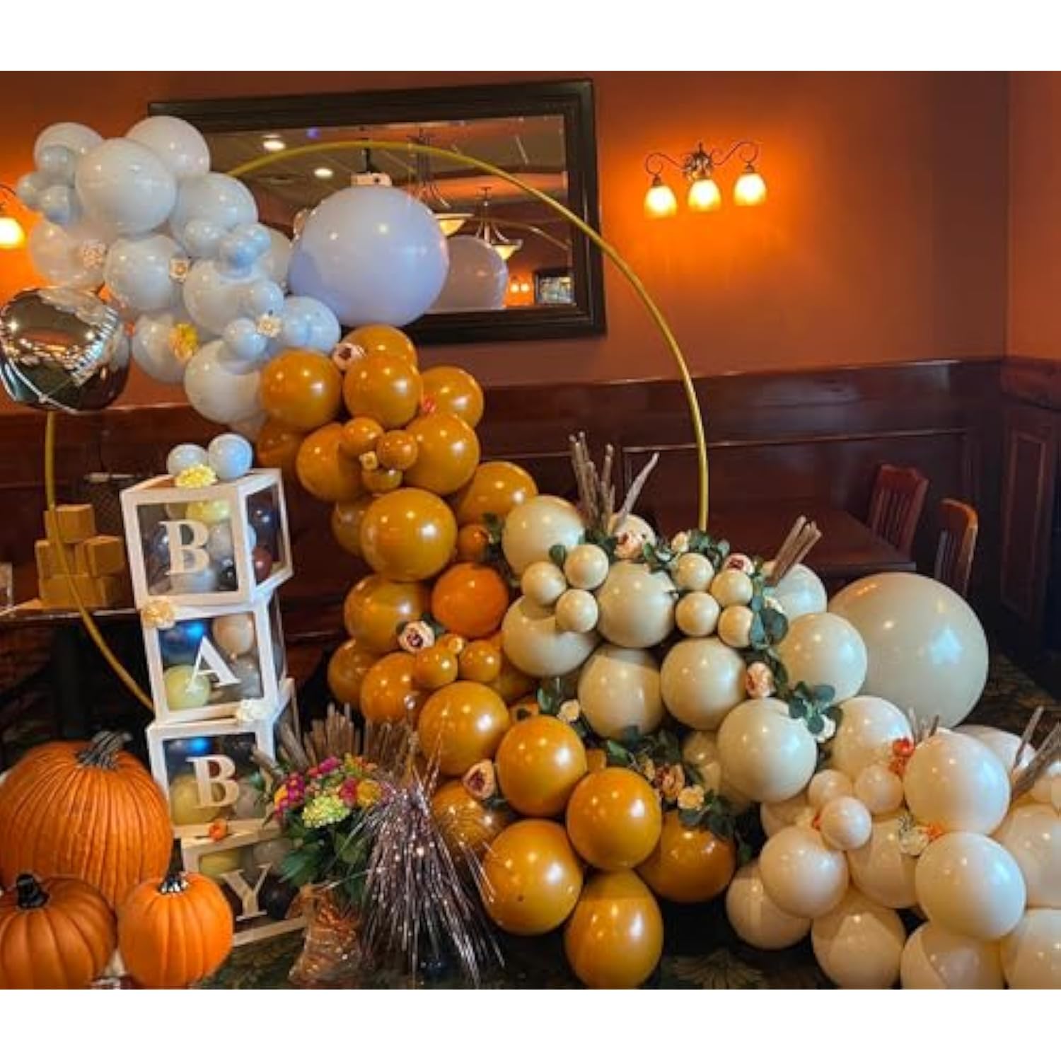 Fall Balloon Arch Kit-Double Stuffed Burnt Orange Balloon Garland With Cream Peach Apricot Terracotta Latex Balloon For Little Pumpkin Baby Shower Thanksgiving Birthday Party Decorations