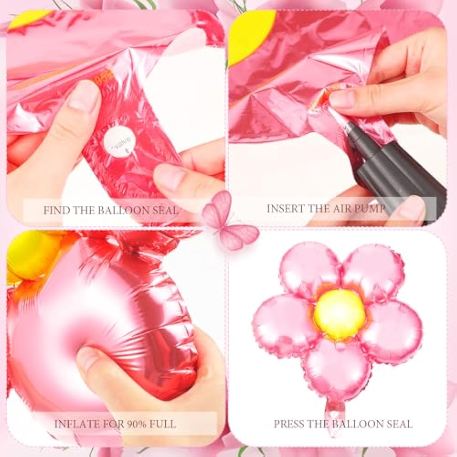 12 Pcs Light Pink Flower Balloon Huge Aluminum Foil Pastel Pink Flower Shaped Groovy Balloons Floral For Baby Shower Wedding Birthday Anniversary Party Decorations