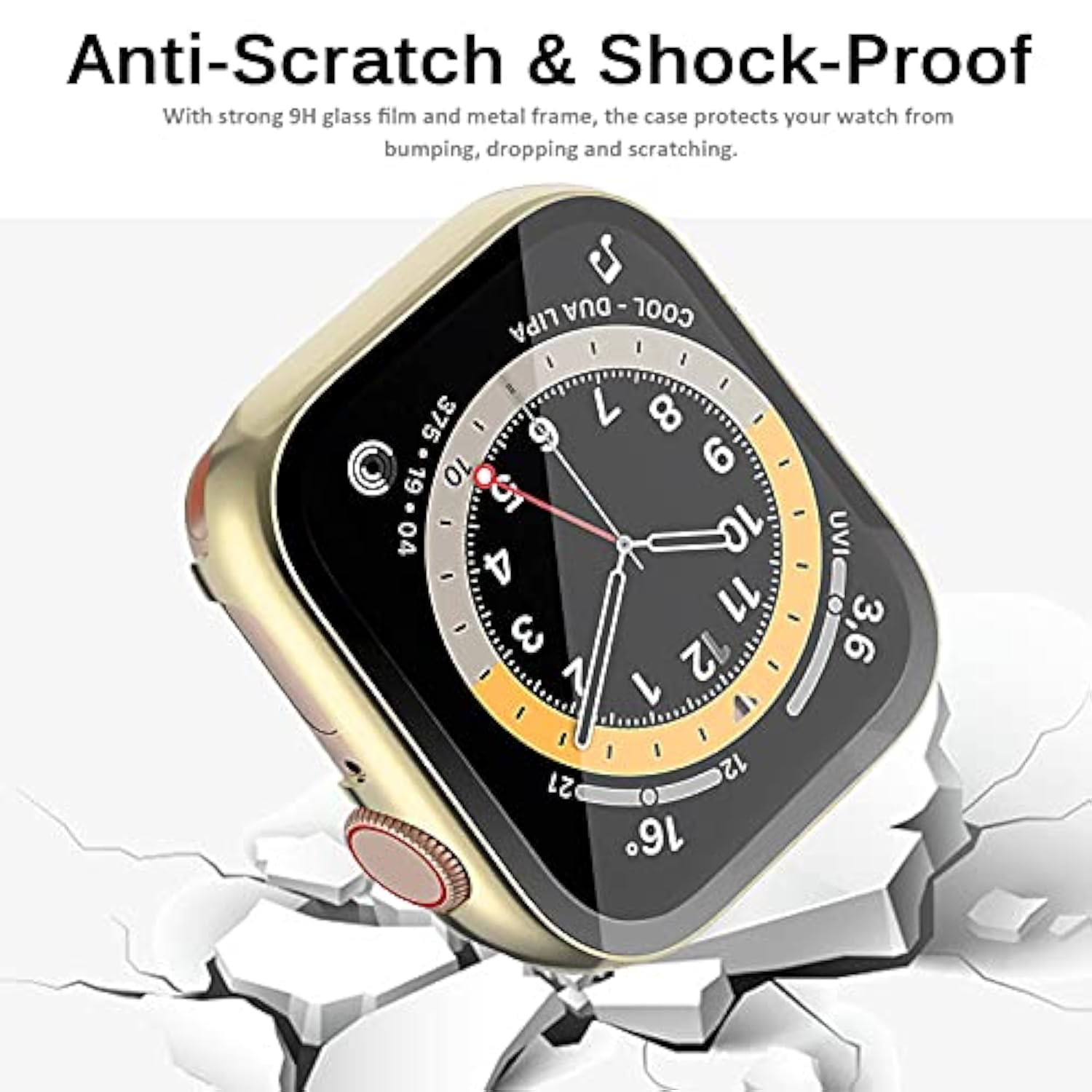 Miimall Compatible with Apple Watch 38mm Metal Case Cover Tempered Glass Screen Protector, Touch-Sensitive Anti-Scratch Shockproof Metal Bumper Cases Cover for Apple Watch 38mm Series 3 2 1(Gold)