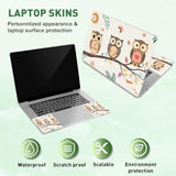 Cute Owl On The Branch Laptop Skin Sticker Decals Universal Vinyl Reusable Notebook Flower Leaves Decal Watercolor Bohemian Flower Leaves Protector Cover For 12" 13" 13.3" 14" 15 Inch Laptop