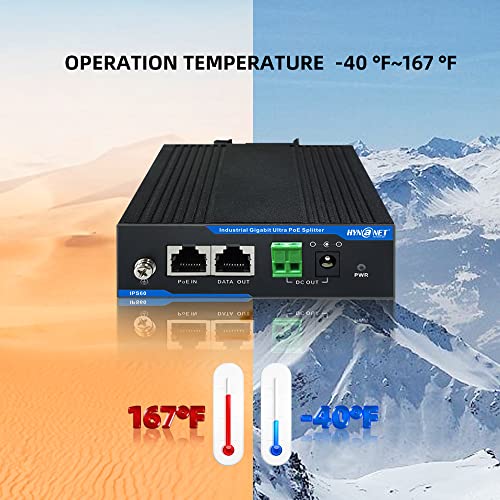 Industrial Din-Rail 802.3Bt 60W Gigabit Poe++ Splitter To 12V/4.25A Power Adapter For Ptz Cameras,Access Points