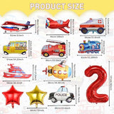 Transportation 2nd Birthday Balloons – 12-Pc Vehicle Theme Foil Balloon Set