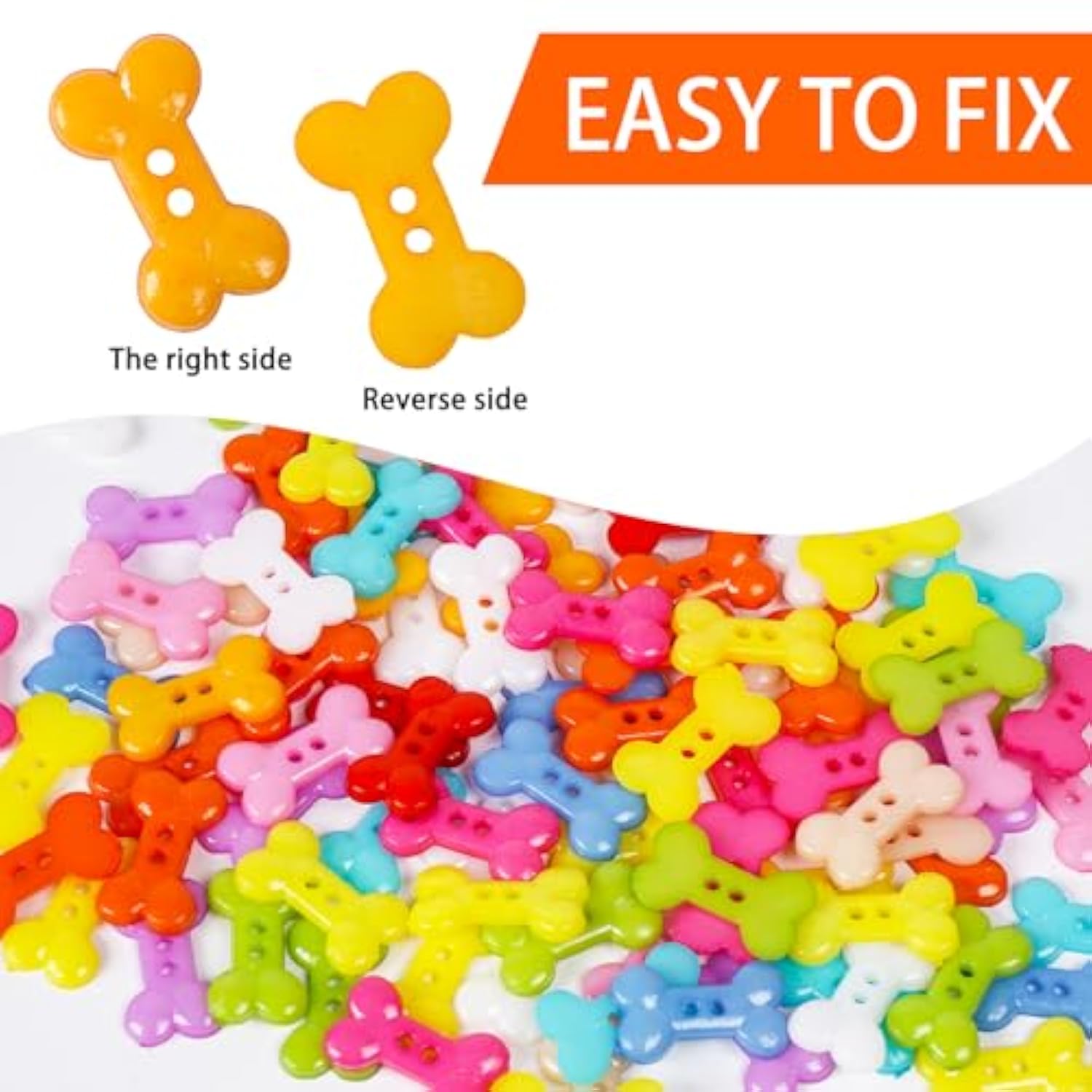 100Pcs Pet Dog Bone Toy Plastic Buttons 2 Holes Sewing Craft 18Mm