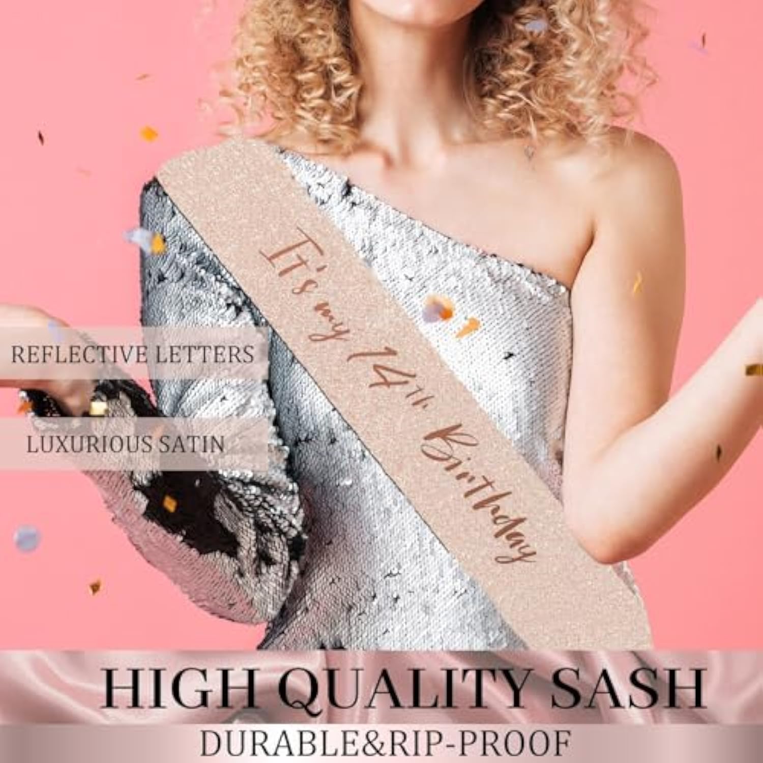 14Th Birthday Decorations Party Set For Girls, Rose Gold 14 Birthday Banner And Tablecloth, 14 & Fabulous Sash And Tiara, 1Pc Happy 14Th Birthday Cake Topper, Pink Gold 14 Number Balloons