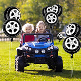 8Pcs Tire Balloons 18 Inch Race Car Garland Kit - Large Black Foil Wheels For Classic Car Party Decorations, Boys Kids Truck Theme Birthday Party Supplies