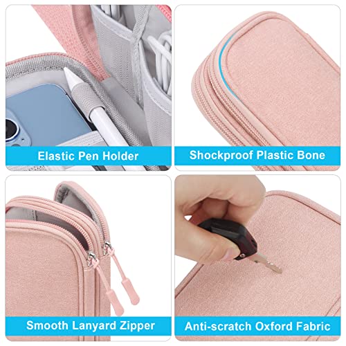 Electronic Organizer, Travel Cable Organizer Bag Pouch Tech Electronic Accessories Carry Case Portable Double Layer Charger Case For Cable, Cord, Charger, Phone, Earphone, Power Bank, Light Pink