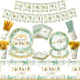 162 Pieces Housewarming Party Decorations - Including House Party Plates And Napkins, Cups, Home Sweet Banner, Home Tablecloth For Welcome Home New Home Decoration Supplies, Serve 20