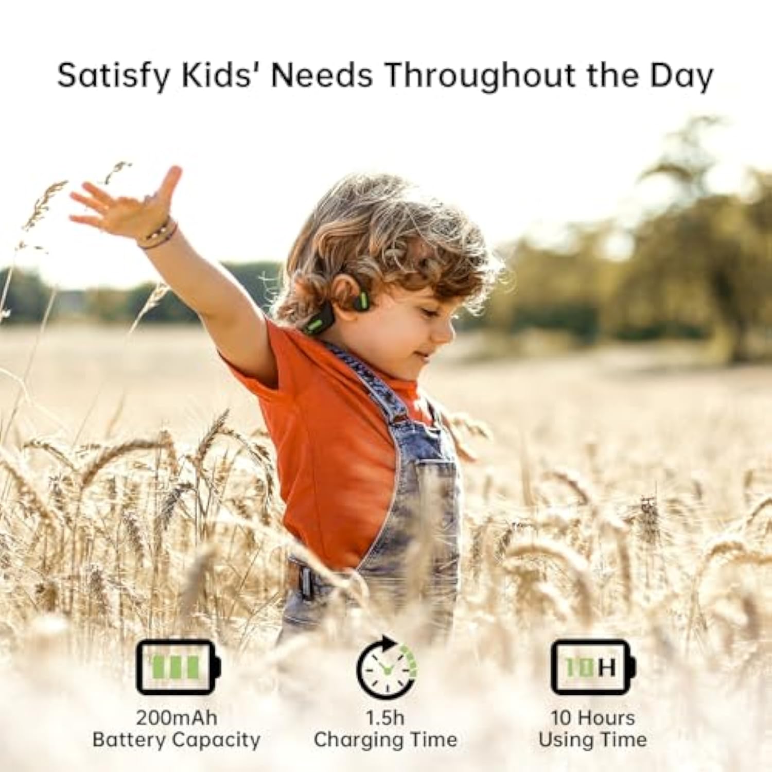 Kids Headphones Open Ear,Bluetooth 5.3 Air Conduction Wireless Lightweight Kids Earbuds Ipx5 Waterproof With Microphone For School,Home And Outdoor Activities Gifts For Boys Girls