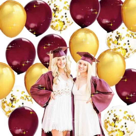 Maroon Gold Graduation Party Decorations 2025/Burgundy Gold Balloons/30Pcs Burgundy Birthday Women Maroon Wedding/Fsu Graduation/Fall Bridal Shower Decorations