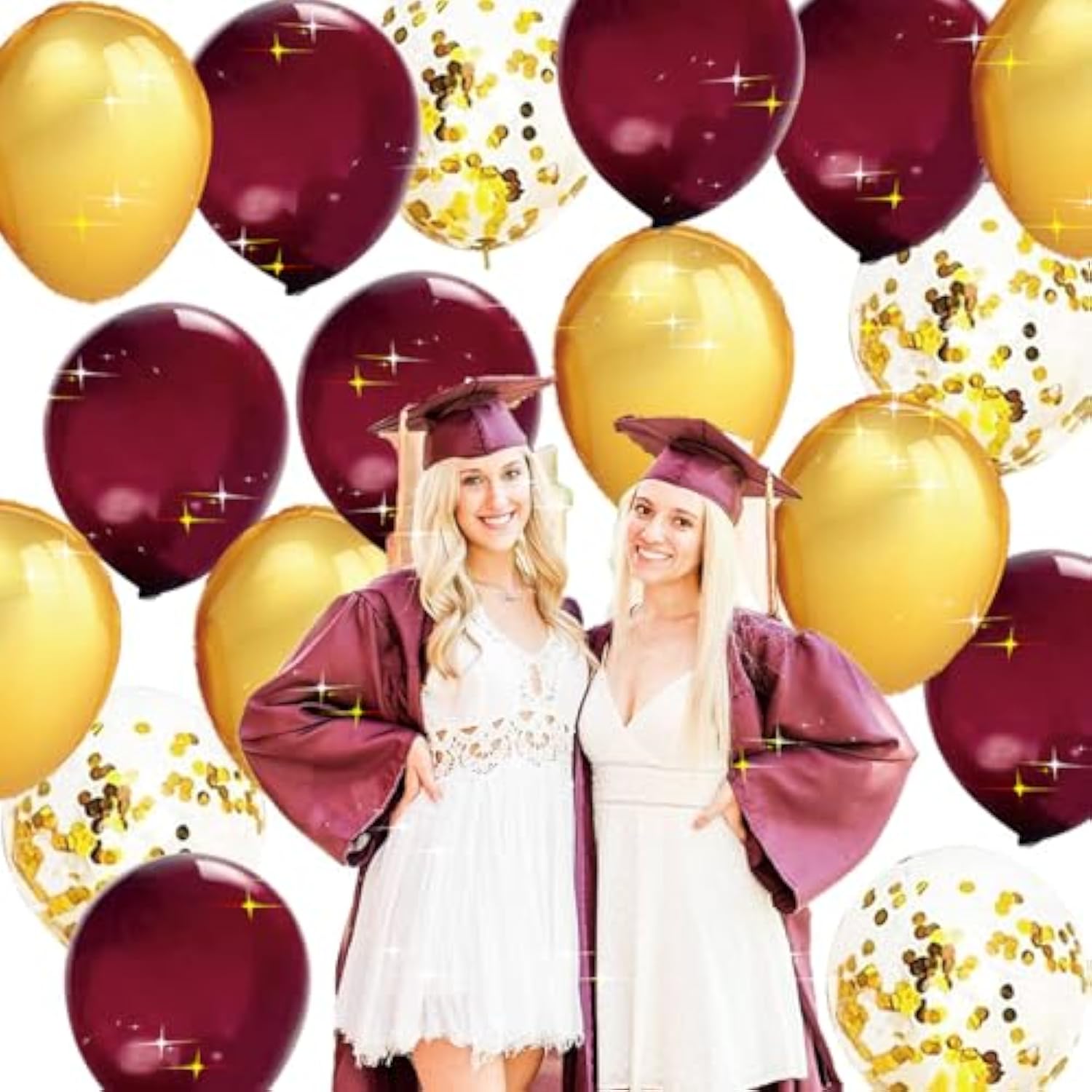 Maroon & Gold Party Balloons (30pcs) – Graduation 2025, Birthday, Bridal Shower, Wedding Decor