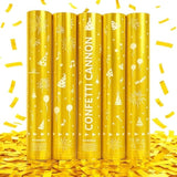 5-Pack 12-Inch Gold Confetti Cannons for Birthday Graduation New Year Parties