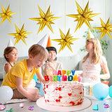 Gold Star Balloons - 74 Pcs Big 26 Inch Mylar Spike Balloons, 12 Point Star Explosion Foil Cone Balloon For Birthday, Wedding, Graduation, New Years, Party Supplies