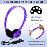 30 Pack Class Set Headphones For Kids School Earphones Over Head Bulk Colored