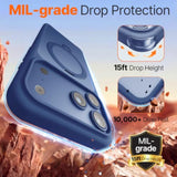 iPhone 17 Pro Max Case Blue Magnetic Stand with 360 Spin and MagSafe Compatibility