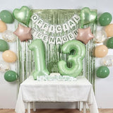 Sage Green 13Th Birthday Decorations Kit - Official Teenager Banner, Cake Topper, Green Balloons, Party Supplies For 13 Years Old
