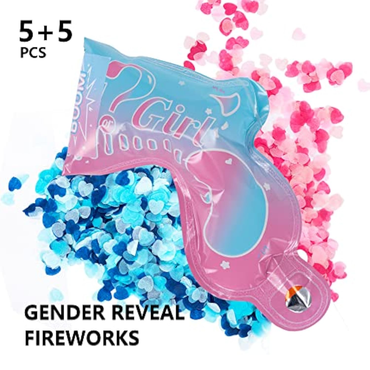 10 Pcs Gender Reveal Confetti Balloon Guns He or She Baby Shower Decor