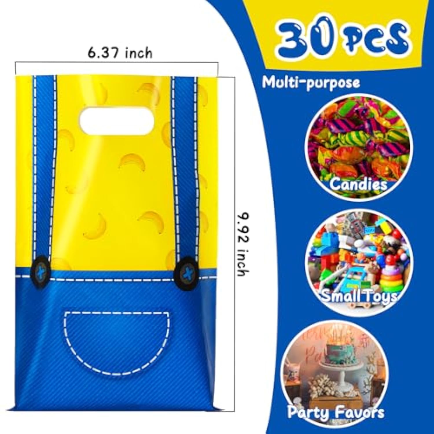 30 Sets Yellow Goodie Bags,Gift Bags For Birthday Party Favors,Halloween Bag For Birthday Party Decorations