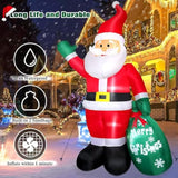 8 Ft Christmas Inflatable Santa Claus Outdoor Decors For Yard, Xmas Blow Up Santa Decoration With Gift Bag, Built-In Led
