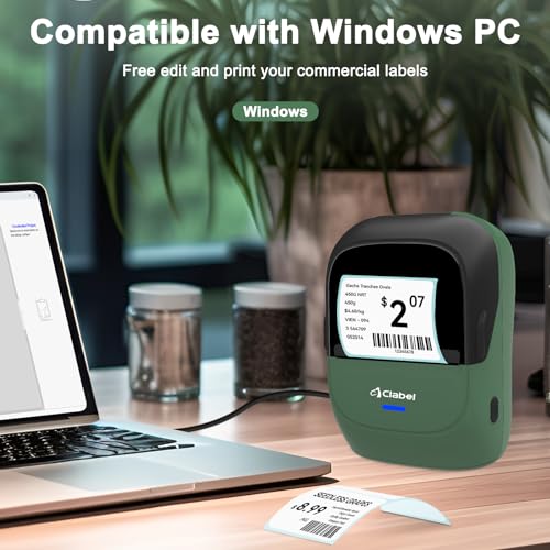 Thermal Label Maker Machine: 2 Inch Portable Bluetooth Label Printer 221B Mini Wireless Barcode Printer Compatible With Ios & Android For Small Business Home Office Organization (Green)