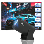 Mini Projector With Wifi And Bluetooth, 180°Rotatable Portable Projector, 1080P Support, 130" Smart Projector With Android Tv 11.0, Short Throw, Auto Keyston For Outdoor/Home Theater, Iron Grey