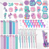 144 Pcs Mermaid Party Favors For Goodie Gift Bags Mermaid Theme Birthday Decorations Include Mini Notebooks Stickers Pens Stamps Goodie Bag Boys Girls Kids Ocean Party Classroom Prize Supplies