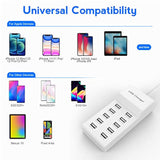 Usb Charger Station Block With Rapid Charging Auto Detect Technology Safety 10-Port Family-Sized Smart Usb Ports For Multiple Devices Smart Phone Tablet Headphones