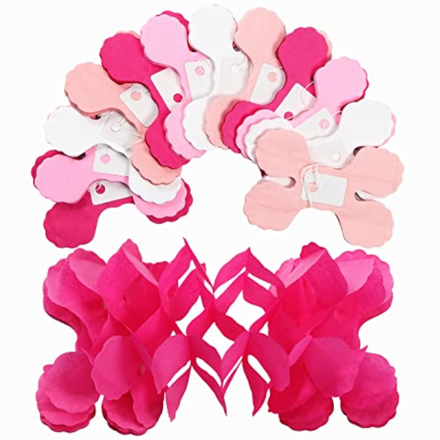 Rose-Red Pink White Party-Decorations Streamers Garland - 157Ft Valent