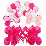 Rose-Red Pink White Party-Decorations Streamers Garland - 157Ft Valent