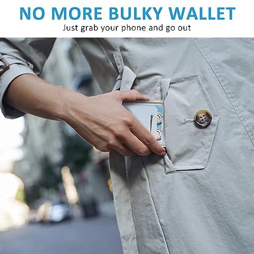 Phone Wallet Stick on,3Pack Phone Card Holder for Phone Case, Leather Credit Card Sticky Wallet Double Pocket Sticker Back of iPhone, Android,