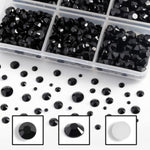 Resin Rhinestones Kit For Crafts,8400 Pcs Black Flatback Rhinestones Mixed 5 Sizes 2Mm-6Mm With B7000 Glue Tweezers And Wax Pencil For Fabric Tumblers And Clothes