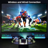 Portable Projector Wifi Videoprojector 1080P 200" Portable Movie Projector, Outdoor Projectors With Stylish Streamlined Design, Compatible With Phone/ Tablet/ Laptop/ Tv Stick/ Ps4 Etc.