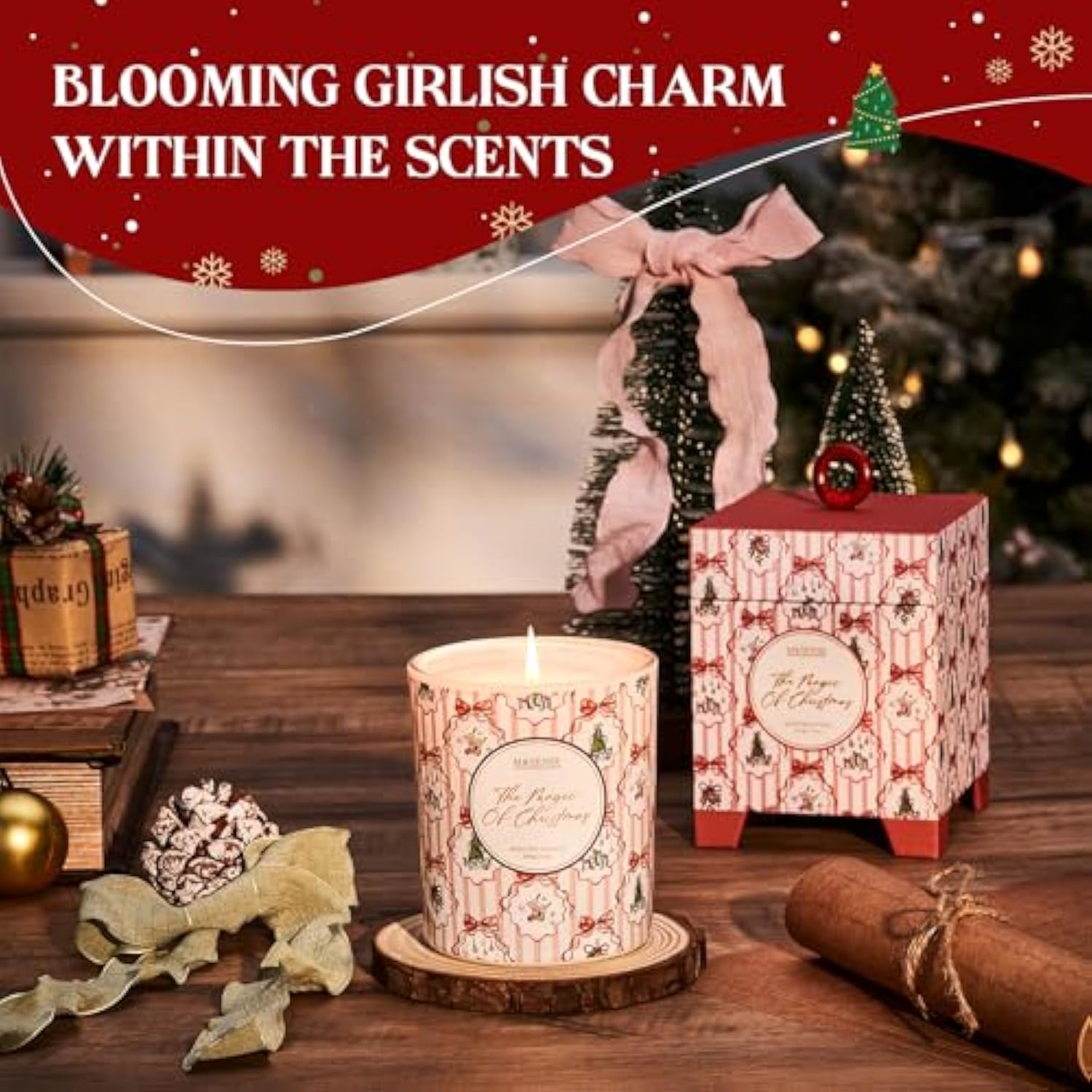 Christmas Holiday Candle - The Magic Of Christmas Scent, 7.4 Oz Soy Wax, Ideal Winter Home Decor Gift For Women And Girls