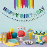 2pcs 3D Felt Happy Birthday Banner Blue Green Reusable Party Decor