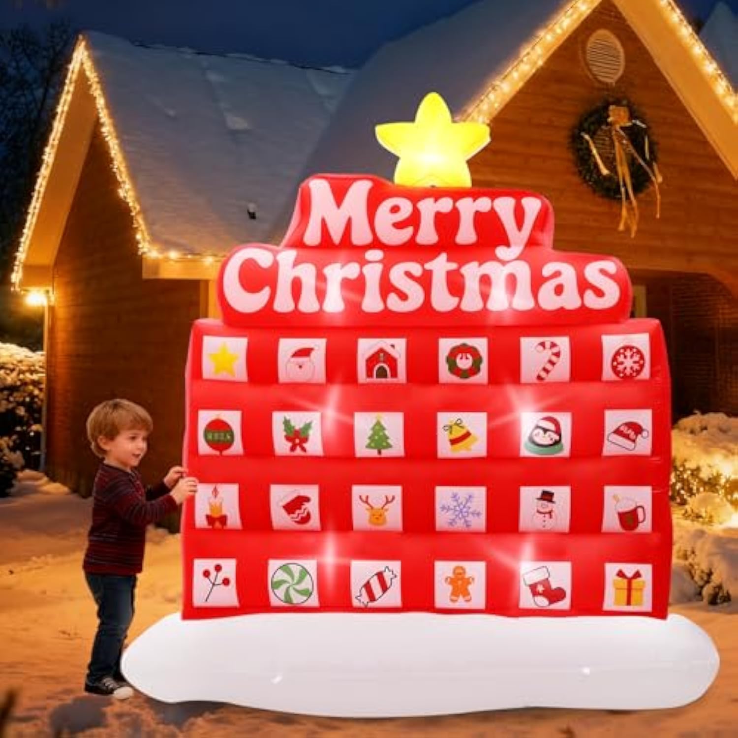 7Ft Christmas Inflatable Decoration, Countdown Inflatable Outdoor Decoration With Daily Surprise, Blow Up Xmas Decor Wit