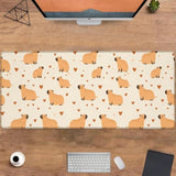 Cute Capybara Gaming Mouse Pad, Large Office Desktop Adorable Cartoon Capybaras Mousepad For Computer Laptop, Extended Work Desk Mat With Anti-Slip Base, Decorative Desk Pad 31.5×11.8 In