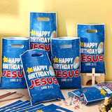 100 Pieces Happy Birthday Jesus Gift Bags, Christmas Plastic Goodie Bags With Handles, Happy Birthday Jesus Treat Bag For Christmas Part Supplies