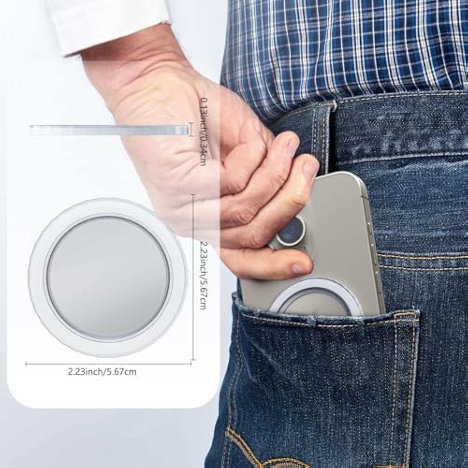 Magnetic Base Compatible With Popsocket Phone Grips And Magsafe Iphone Series Case, Removable Kindle/Phone Holder Base, Thin & Light Portable Plate, Matte Clear