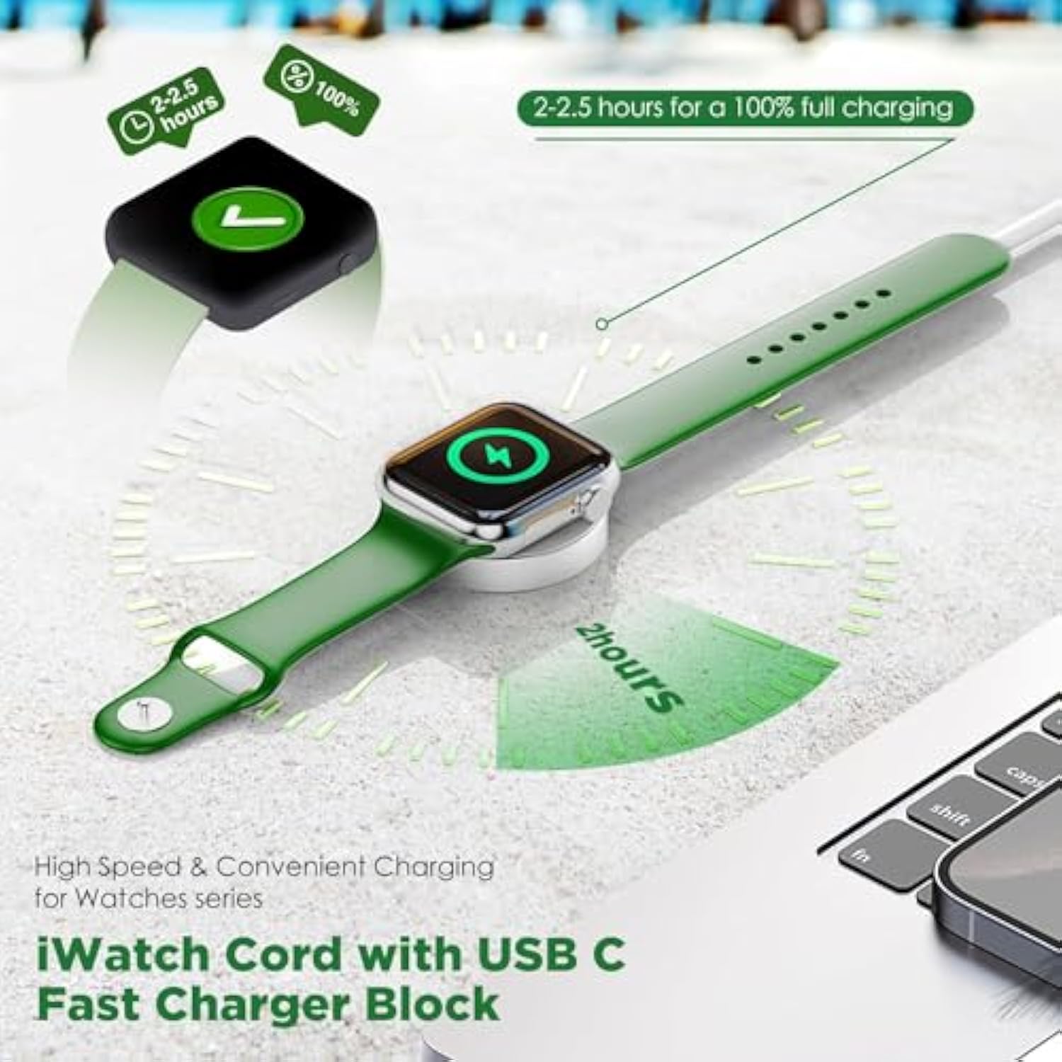 2Pack Upgraded For Apple Watch Charger Cable, 3Ft Usb C To Magnetic Wireless Fast I-Watch Charging Cord [Portable], Compatible With Iwatch Series Ultra10/9/8/7/6/Se/Se2/5/4/3/2 - White