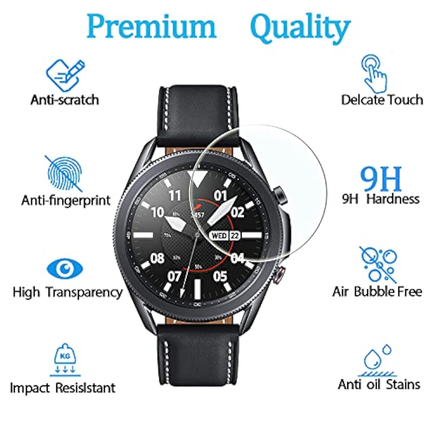 Tempered Glass Protector For Samsung Galaxy Watch3 (45Mm)-Anti-Fingerprint, Anti-Scratch,2.5D 9H Hardness [4 Pack] Hd Screen Protector Compatible With Samsung Galaxy Watch3 (45Mm)
