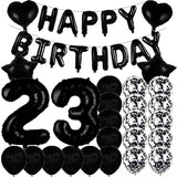 23rd Birthday Balloon Decoration Set: Black Number Balloons & Party Decor