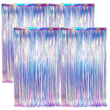 4 Pack Iridescent Party Streamers Tinsel Foil Fringe Curtain Holographic Backdrop Metallic Shiny Photo Booth For Wedding Birthday Baby Shower Bachelorette Theme Party Decorations