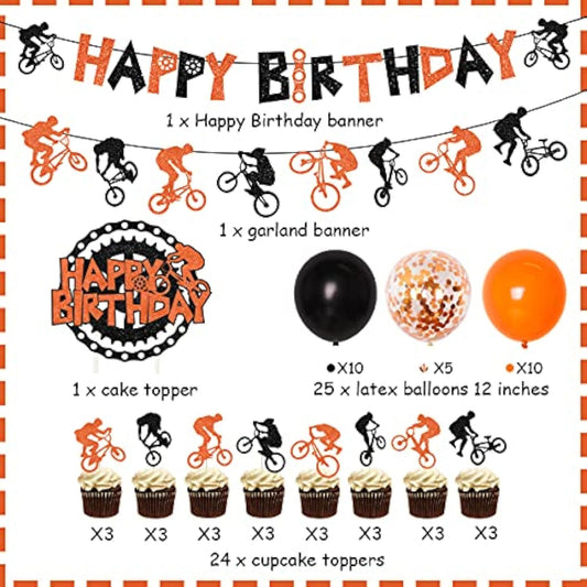 Bike Birthday Party Decorations Orange And Black Bicycle Motocross Par