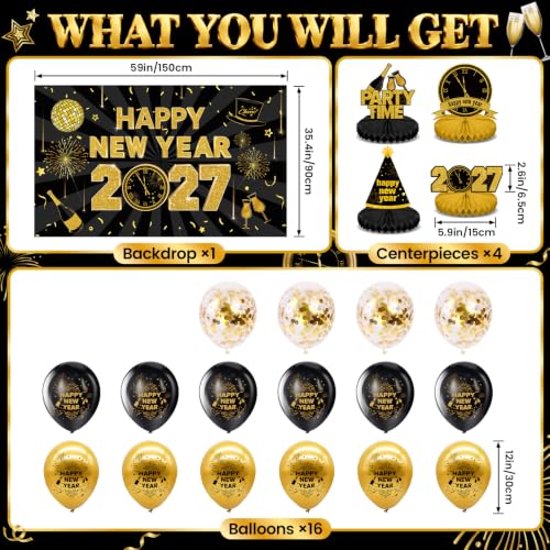New Years Decorations 2027, 67 Pcs New Years Eve Party Supplies