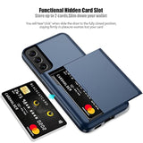 For Samsung S22 Plus Case With Card Holder 5G 6.6 Inch Slim Dual Layer Heavy Duty Protective Wallet Case For Galaxy S22 Plus (Blue)