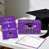 50Pcs Graduation Wish & Advice Cards For Class Of 2026 - Graduation Party Favors ?Graduation Decorations, Congrats Grad Graduation Cards To Cherish Memories?Purple And Black?