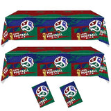 2Pcs World Football Match Cup Celebration Tablecloth 54 x 108 Inch Disposable Plastic Tablecloth Soccer Party Supplies 2026 Soccer Festival Table Cover?World Tournament Cup Party Football Event